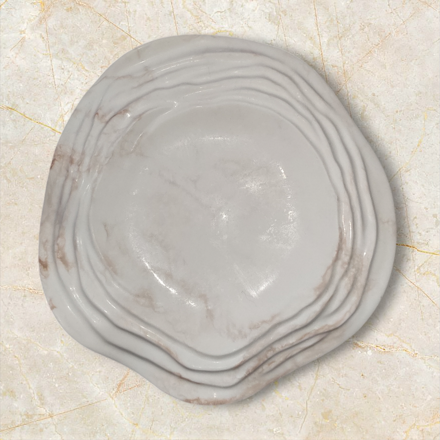 Round Marble Effect Trinket Tray