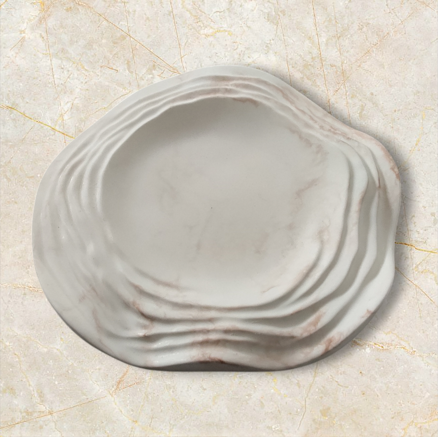 Round Marble Effect Trinket Tray