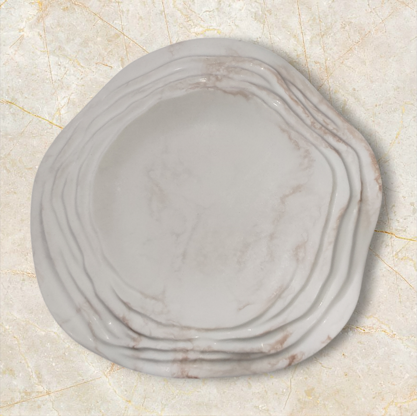 Round Marble Effect Trinket Tray