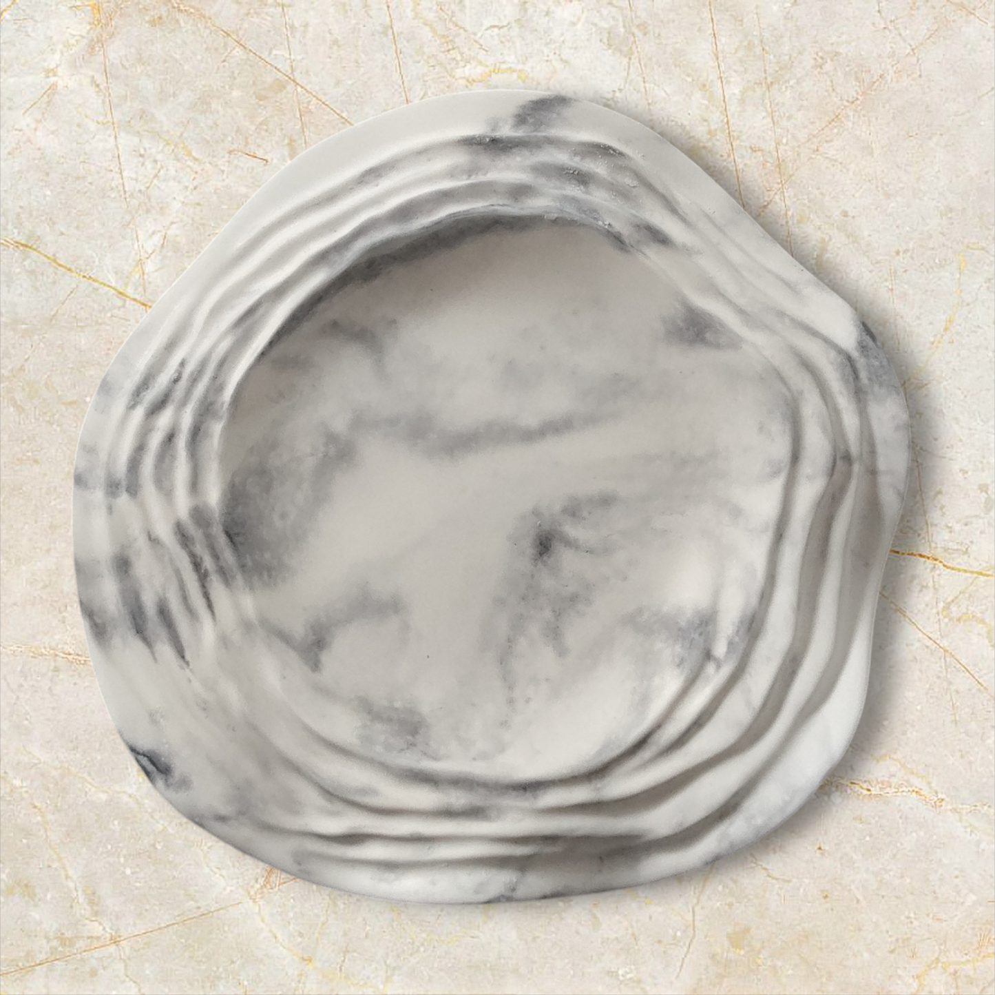 Round Marble Effect Trinket Tray