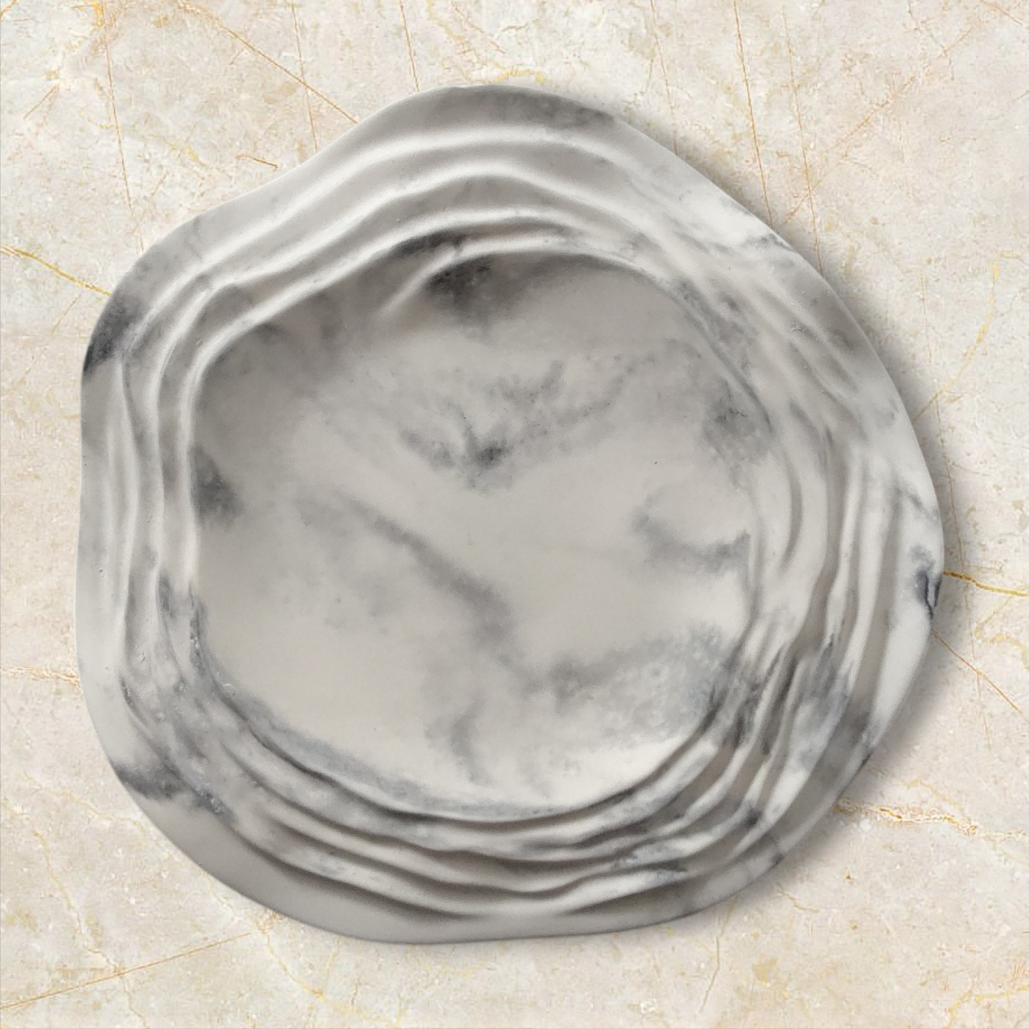 Round Marble Effect Trinket Tray