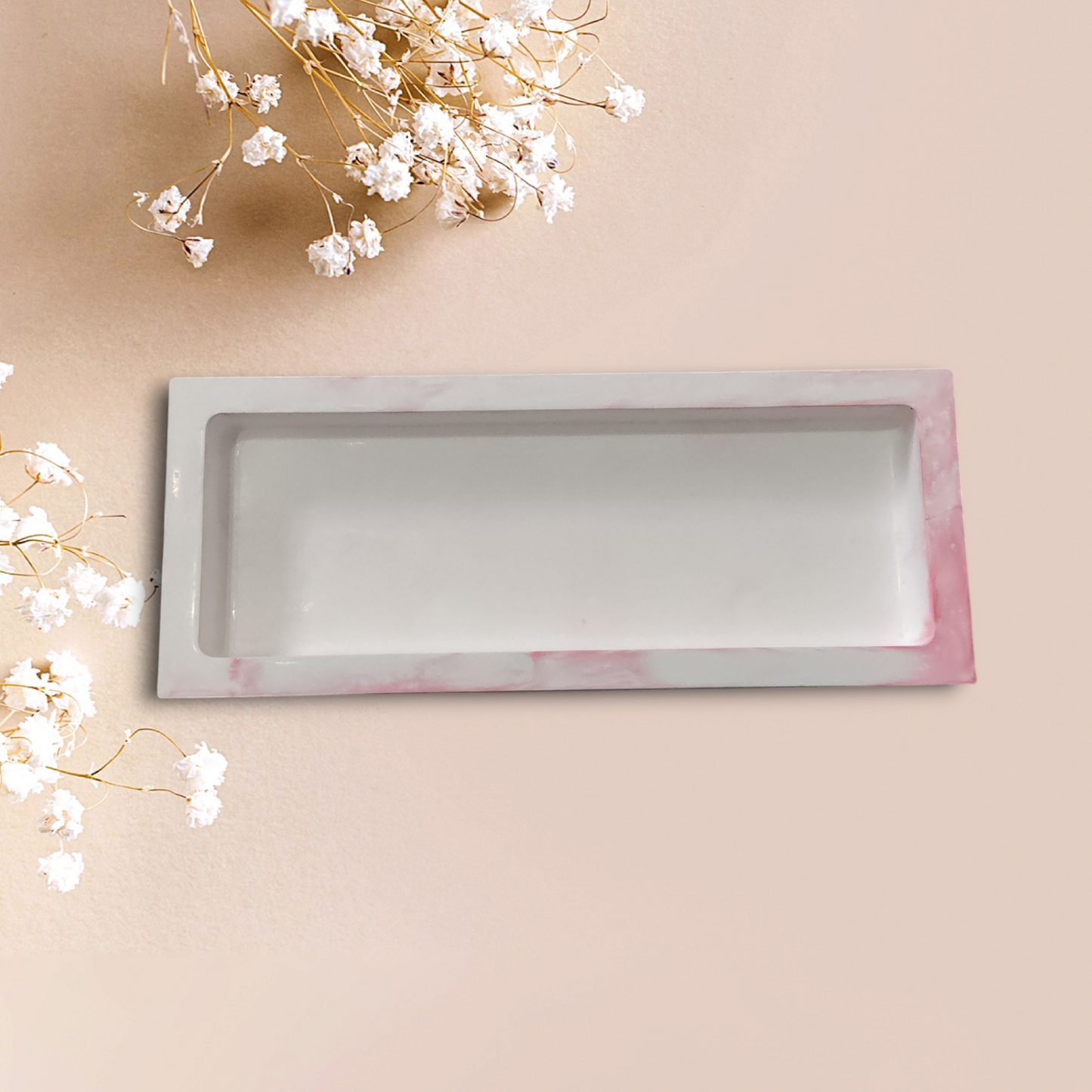Rectangular Marble Effect Trinket Tray