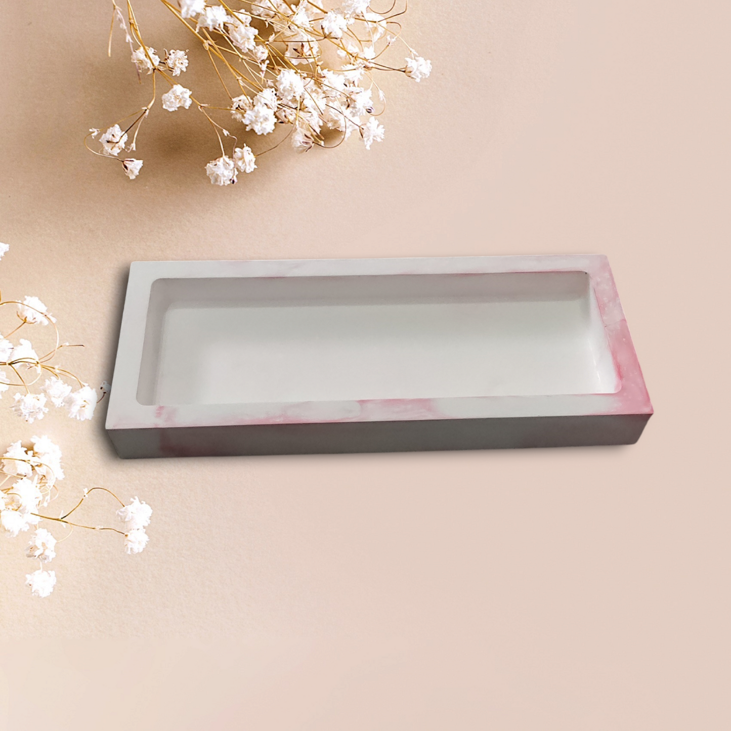 Rectangular Marble Effect Trinket Tray