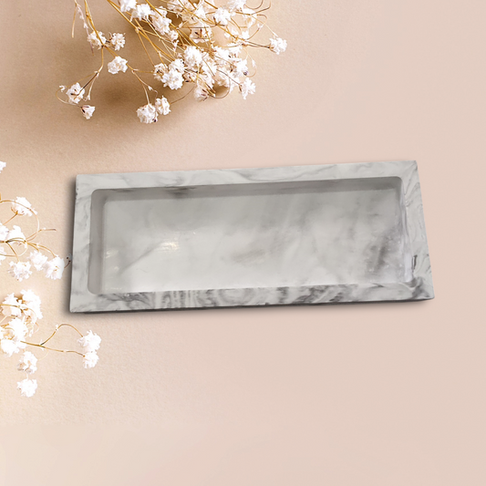 Rectangular Marble Effect Trinket Tray