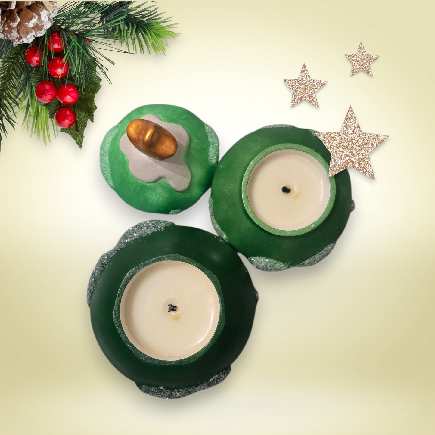 Festive Christmas Tree Candle Trio