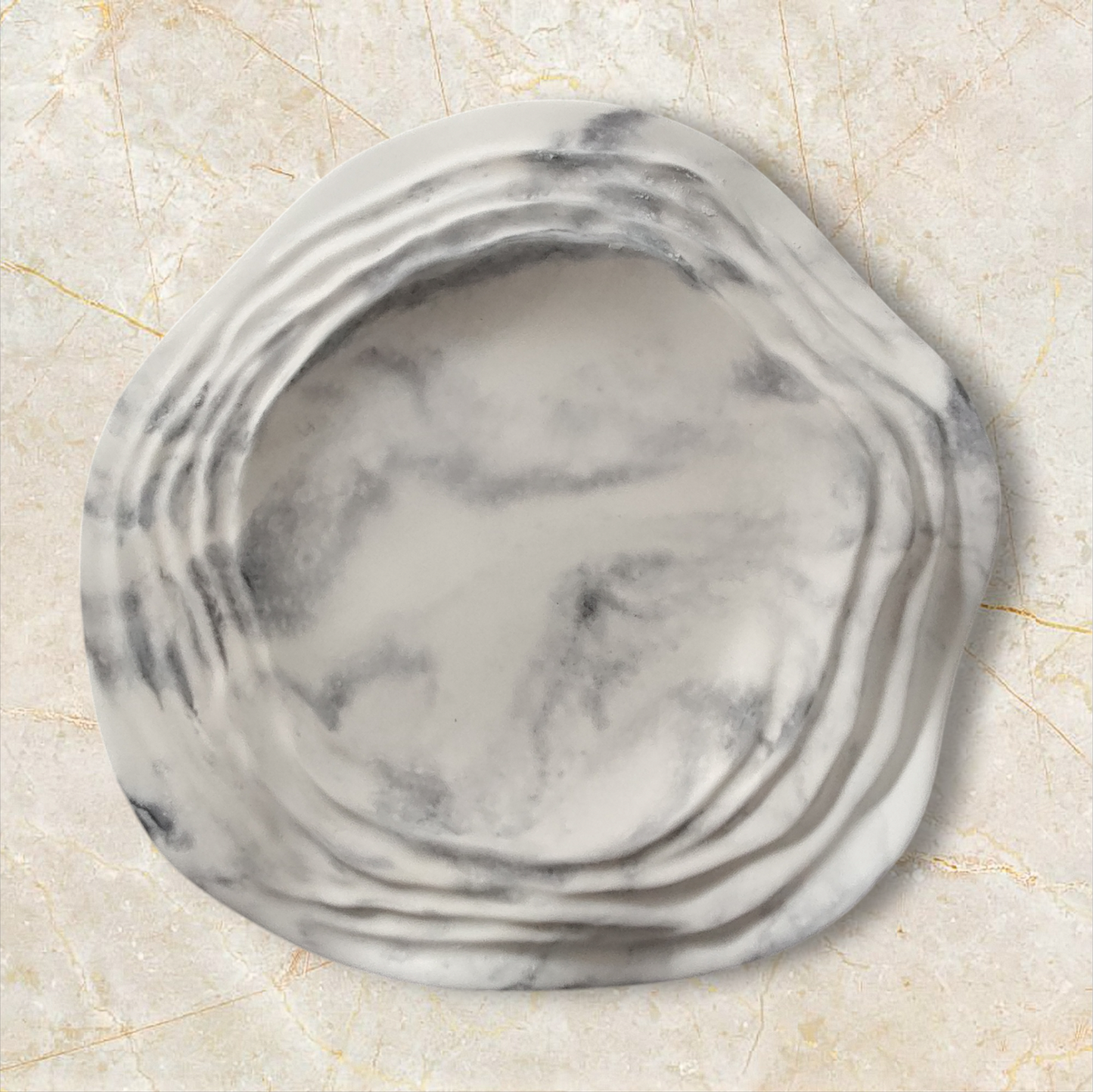 Round Marble Effect Trinket Tray