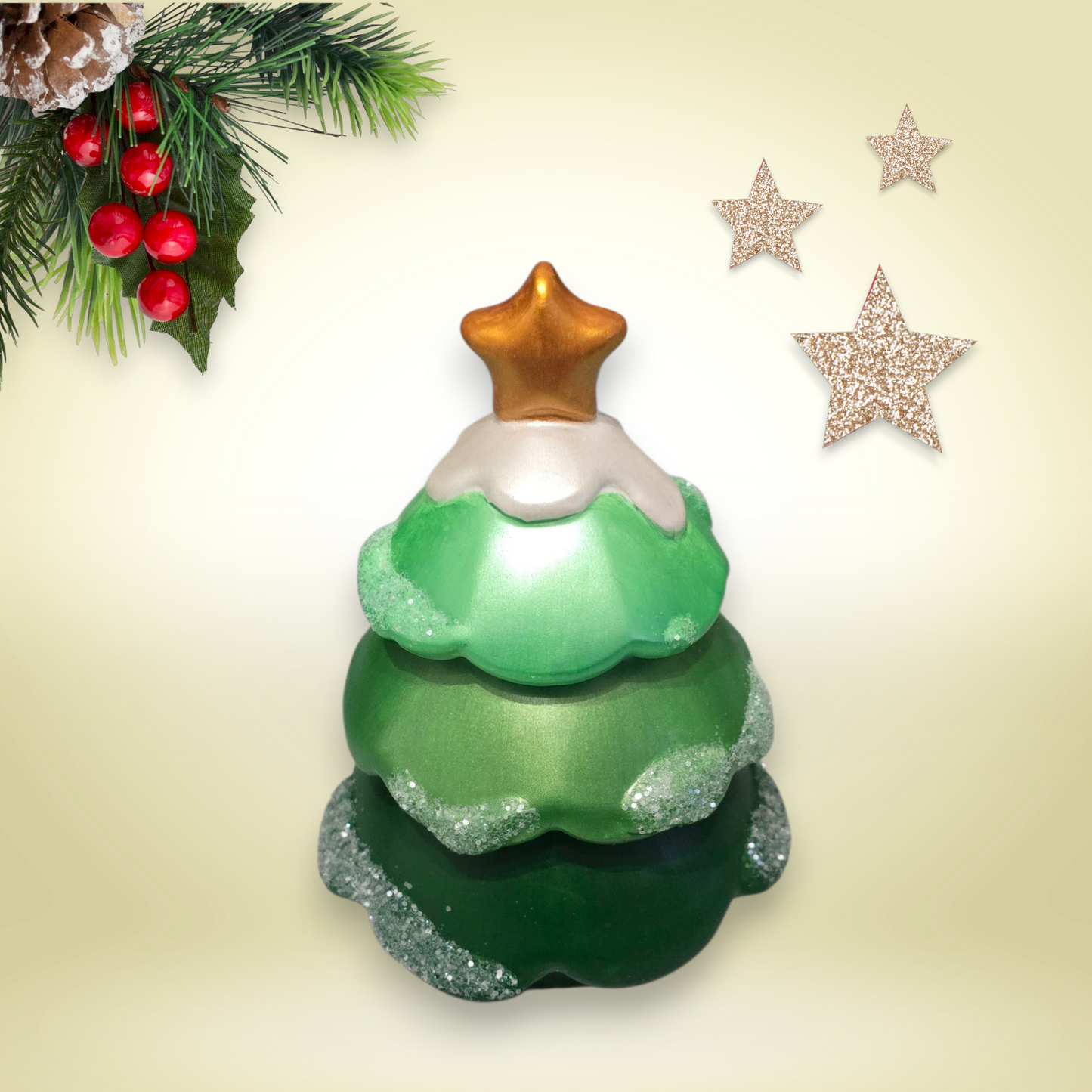 Festive Christmas Tree Candle Trio