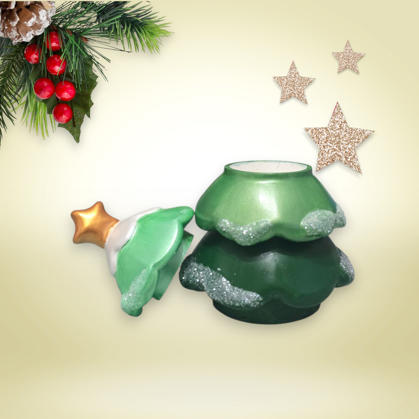 Festive Christmas Tree Candle Trio
