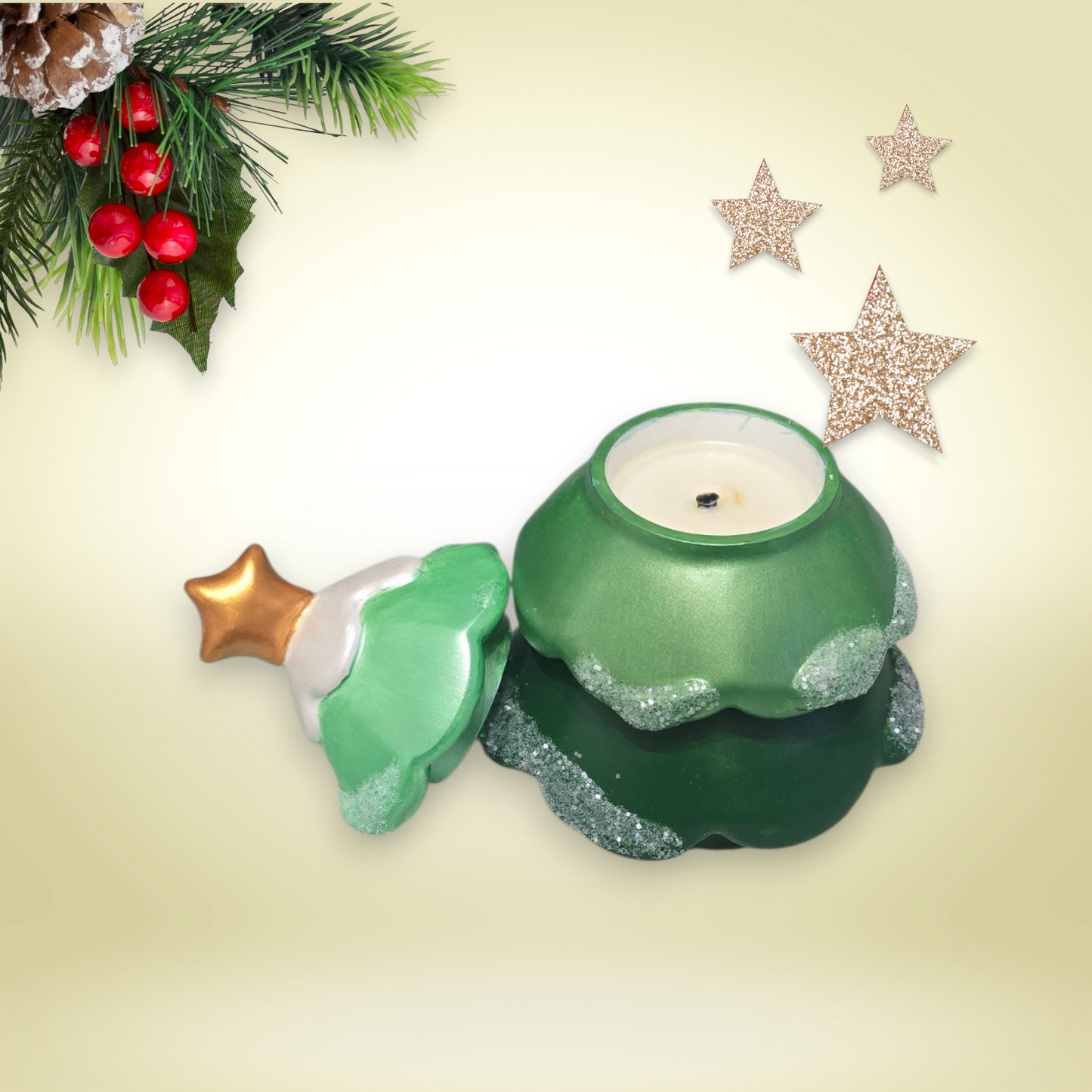 Festive Christmas Tree Candle Trio