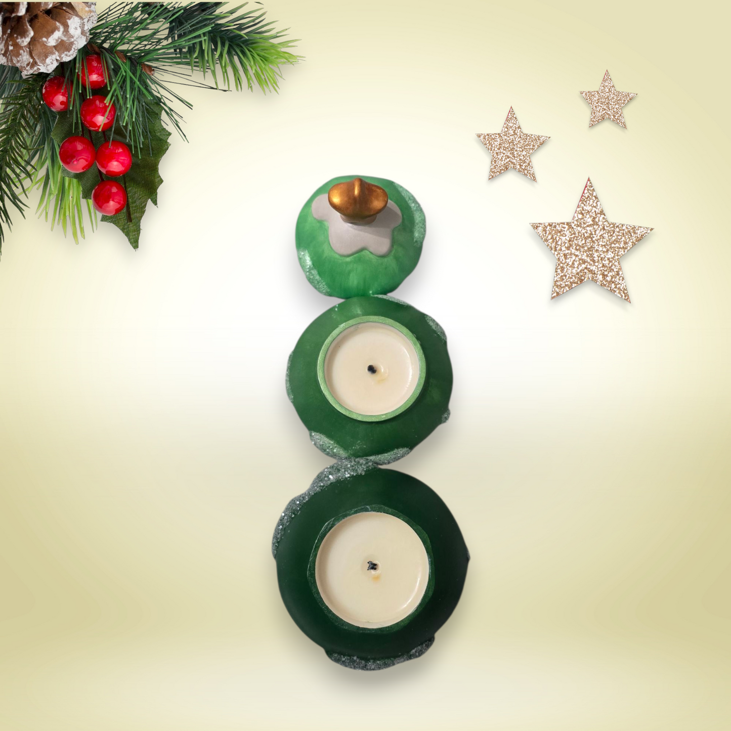 Festive Christmas Tree Candle Trio