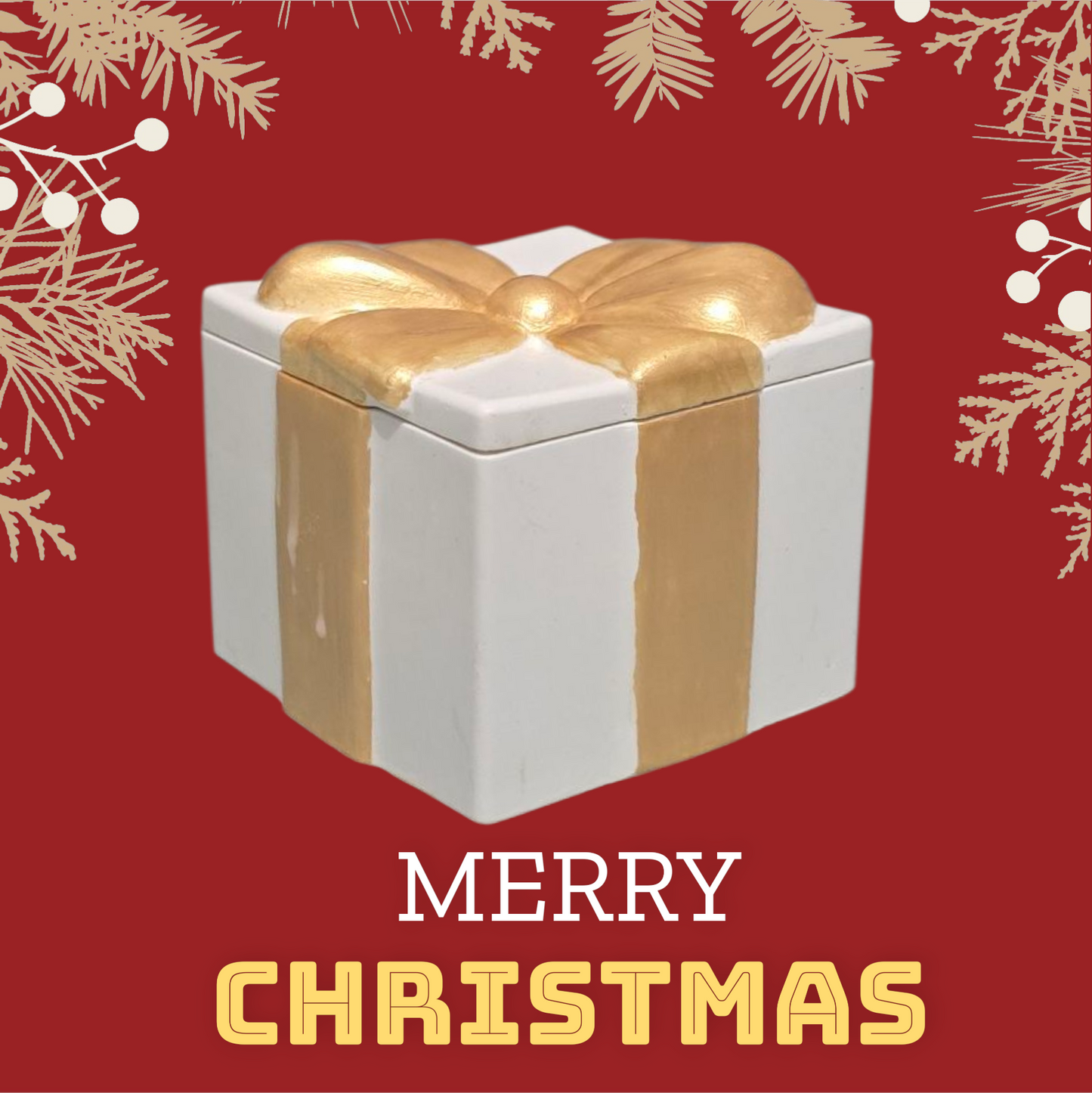 Gift Box Christmas Candle in Red or Gold