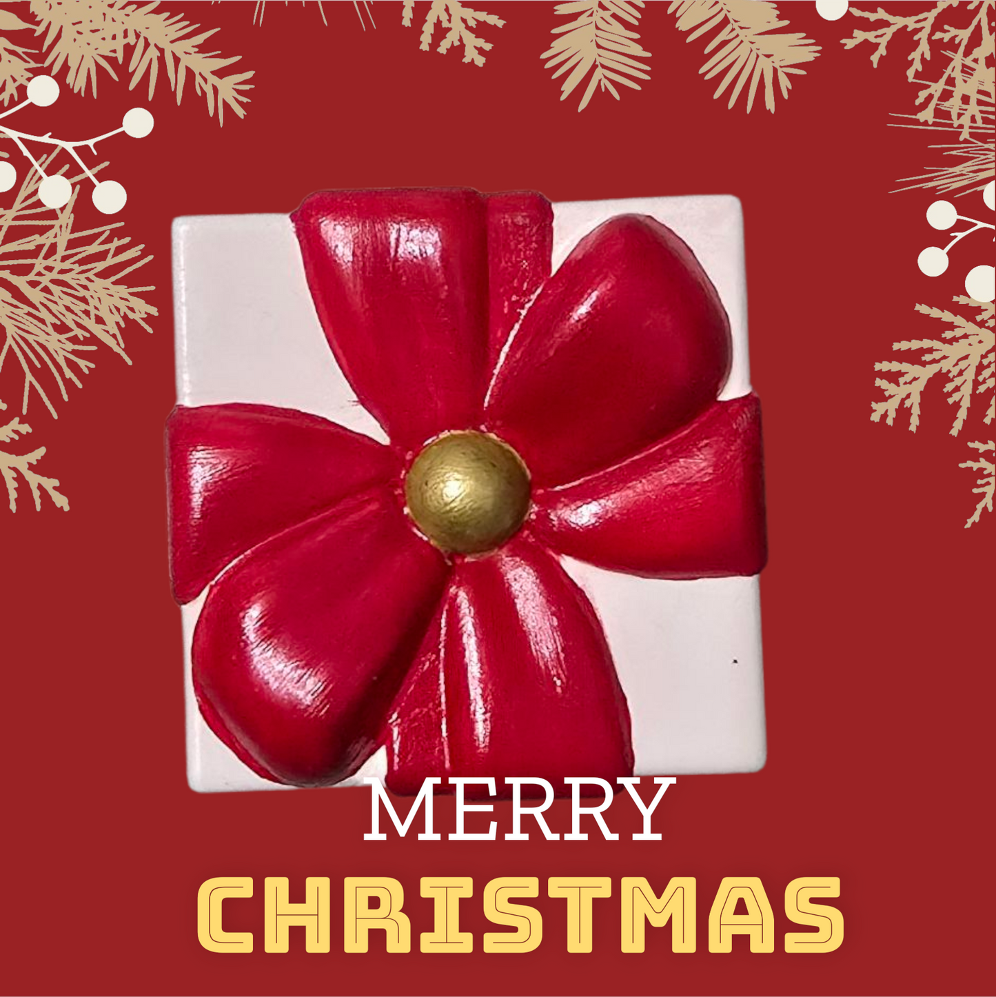 Gift Box Christmas Candle in Red or Gold