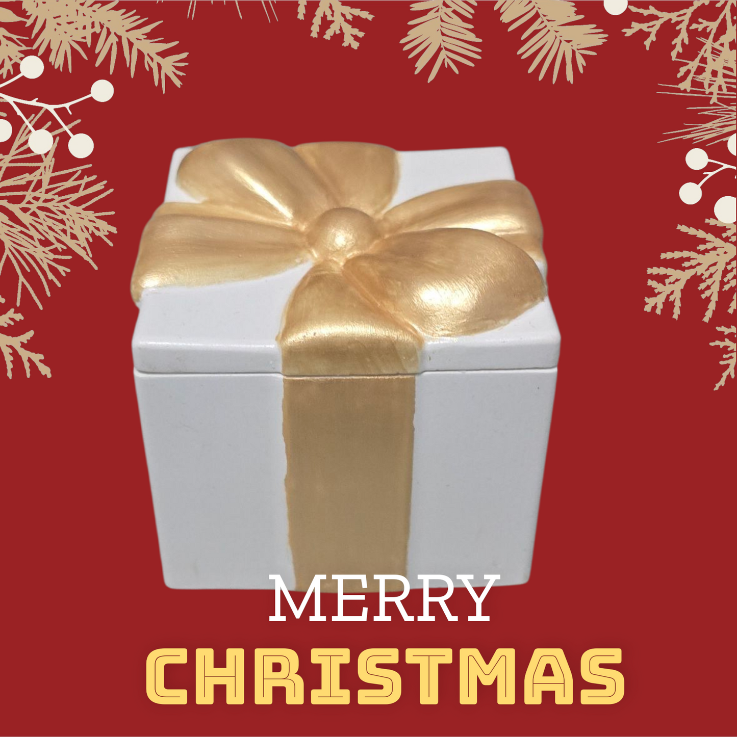 Gift Box Christmas Candle in Red or Gold