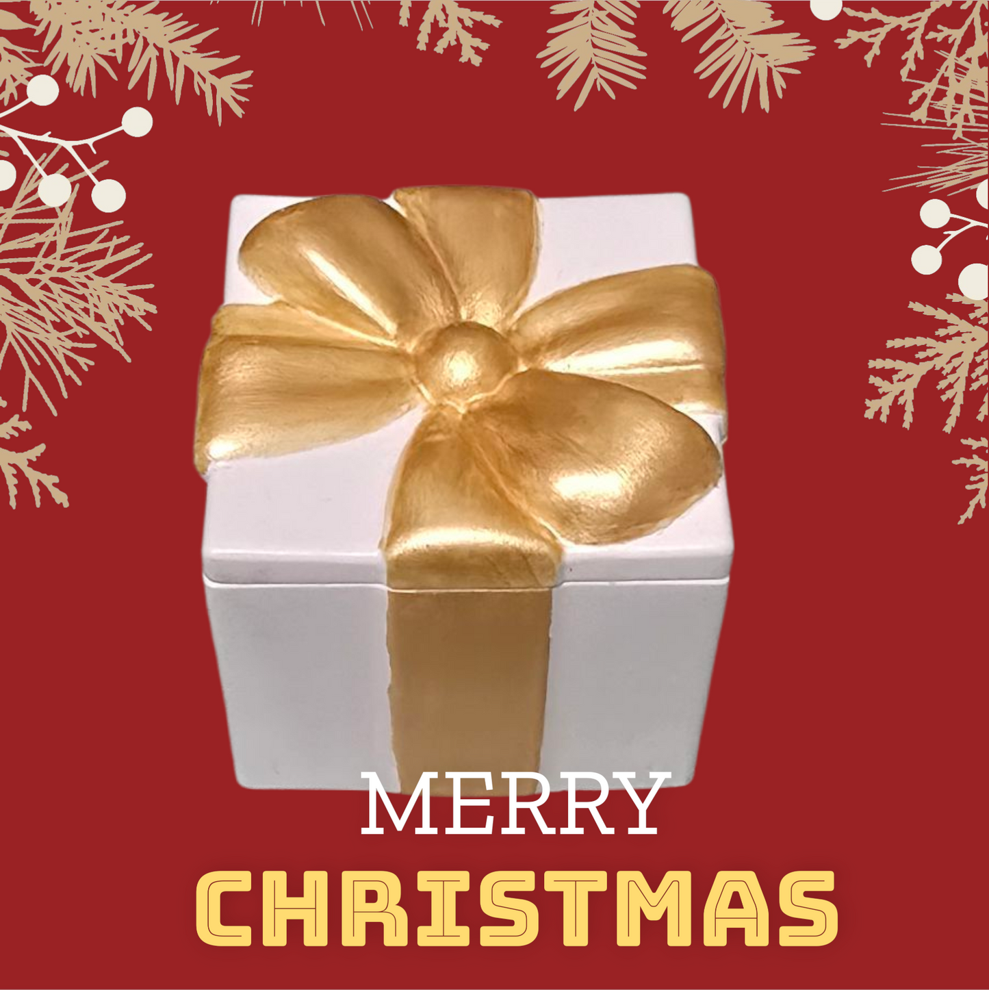 Gift Box Christmas Candle in Red or Gold