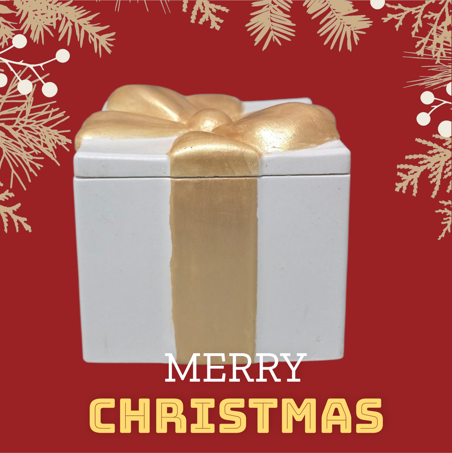 Gift Box Christmas Candle in Red or Gold