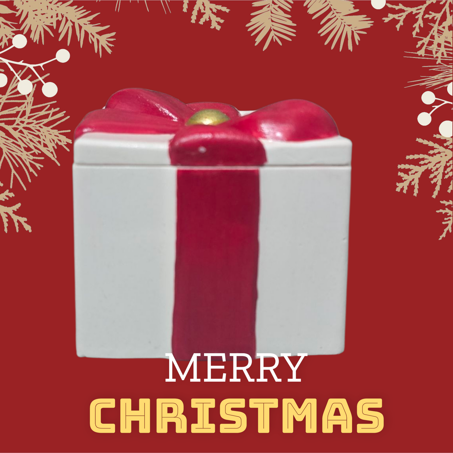 Gift Box Christmas Candle in Red or Gold