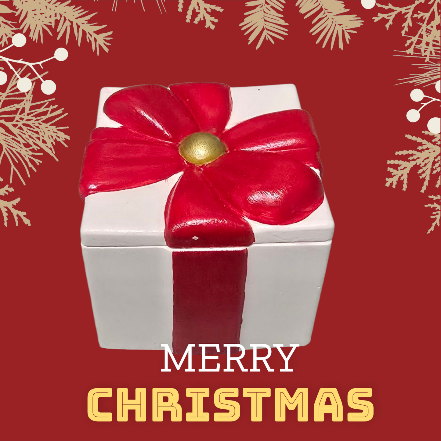 Gift Box Christmas Candle in Red or Gold