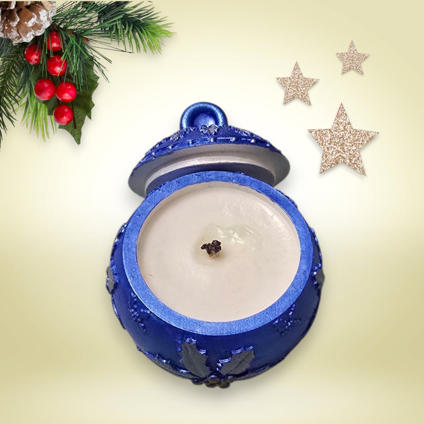 Blue Christmas Bauble Candle