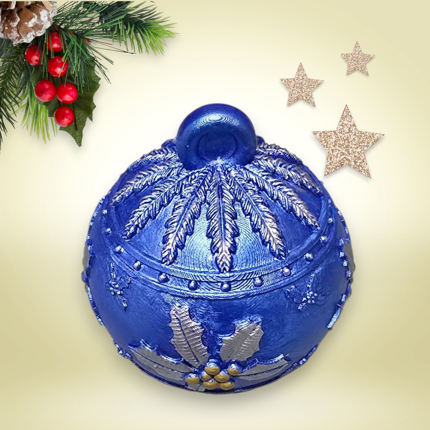 Blue Christmas Bauble Candle