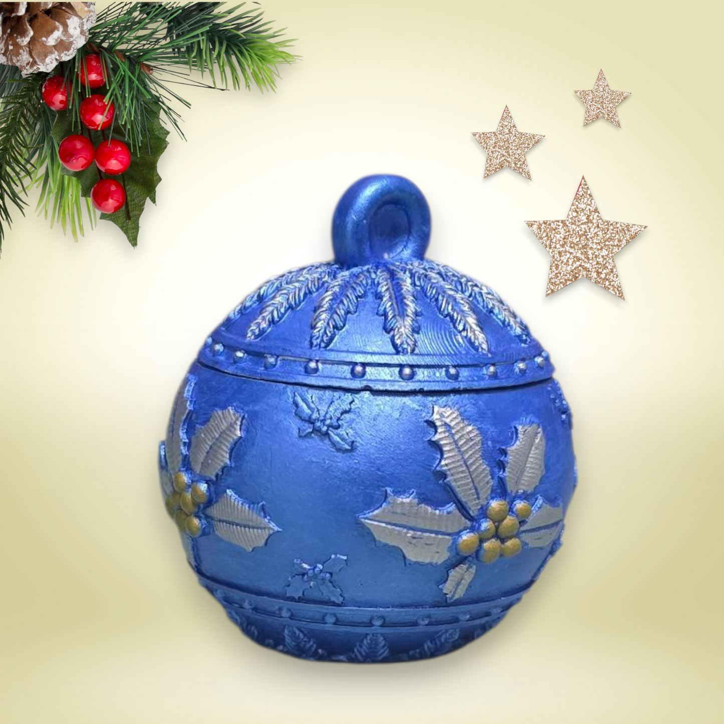 Blue Christmas Bauble Candle